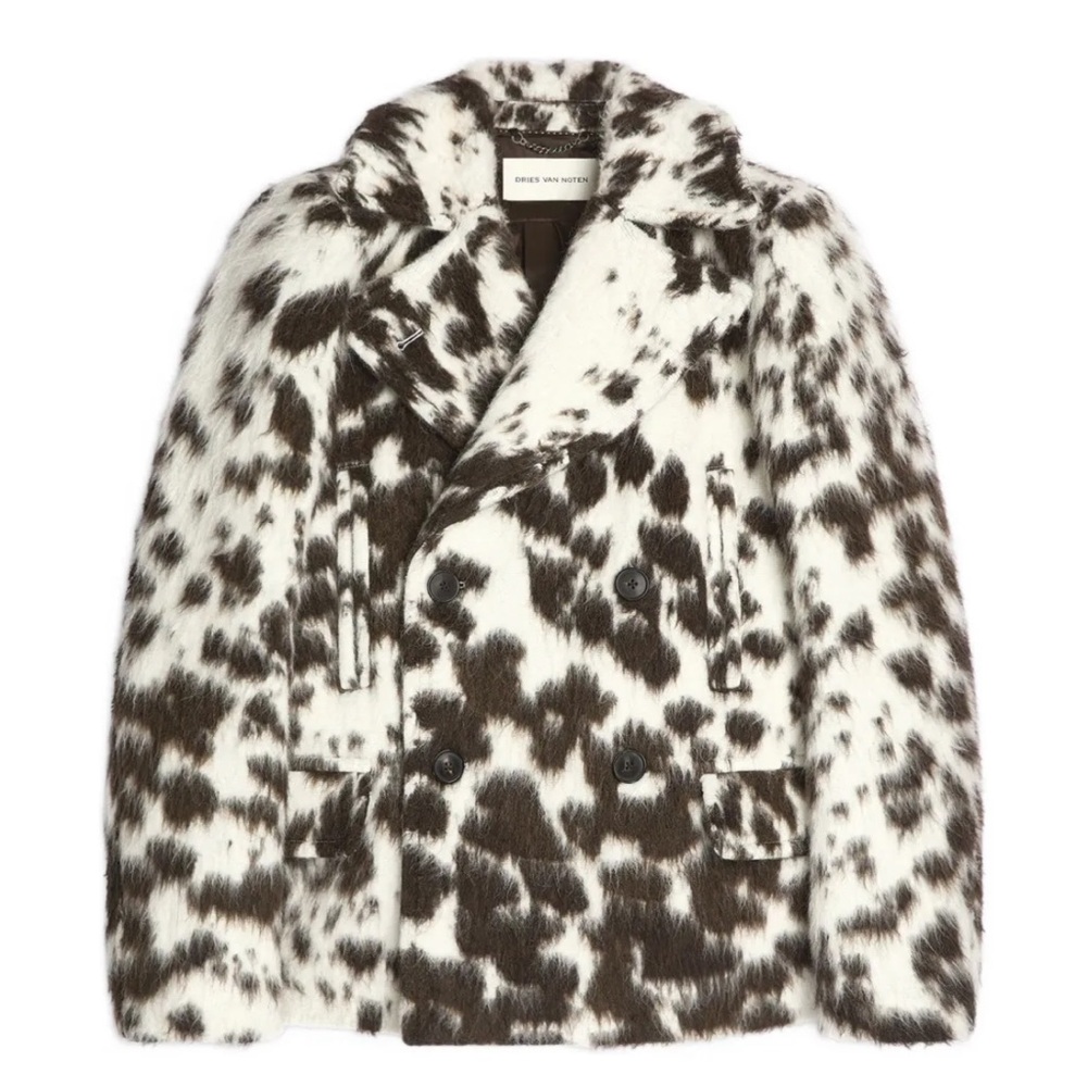 DRIES VAN NOTEN Cowhide-pattern double-breasted jacket